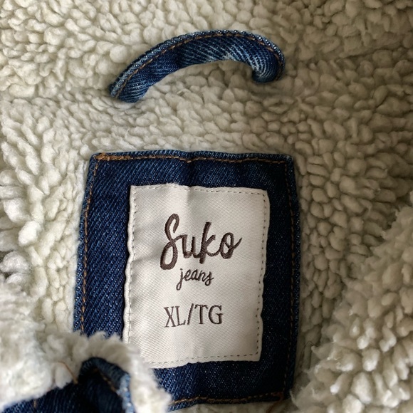 SUKO JEANS DENIM JACKET WITH THICK FUZZY INTERIOR SIZE XL WOMENS - Picture 5 of 5